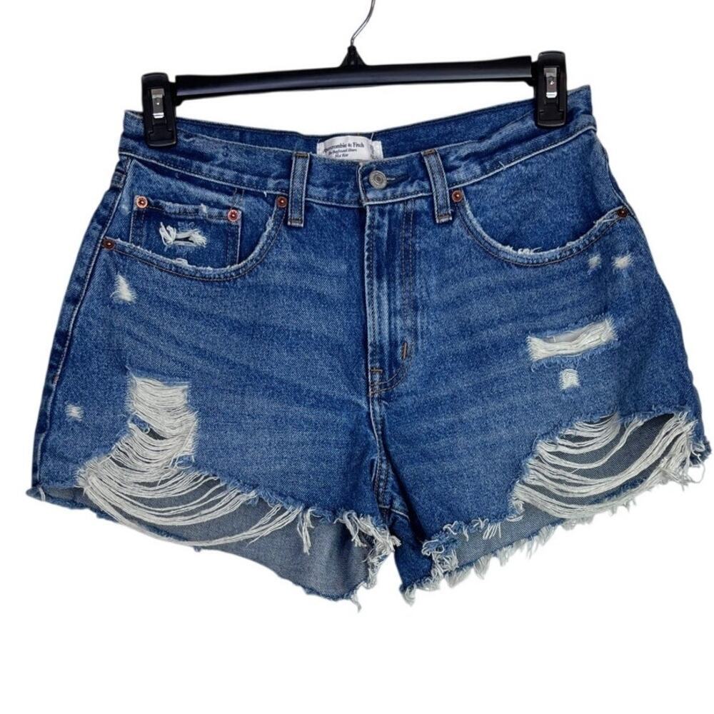 Abercrombie & Fitch Curve Love Distressed Denim the Boyfriend Shorts W's Size 6